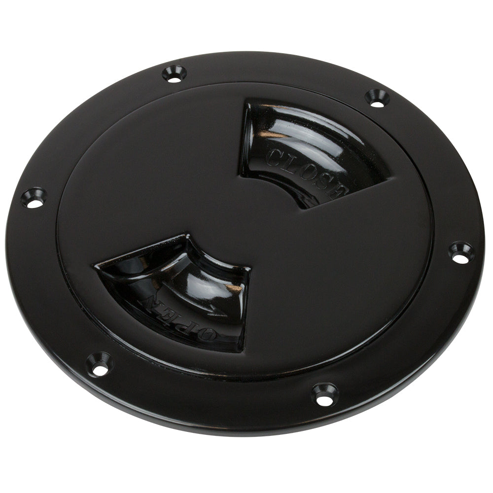 Placa de cubierta lisa de cuarto de vuelta Sea-Dog con collar interno - Negro - 5" [336355-1]