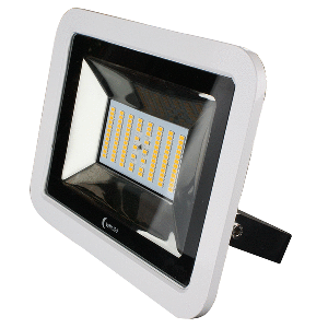 Lunasea Lighting Lunasea 35W Slimline LED Floodlight, 120/240VAC Only, Cool White, 4500 Lumens, 3' Cord - White Housing - LLB-36MN-41-00
