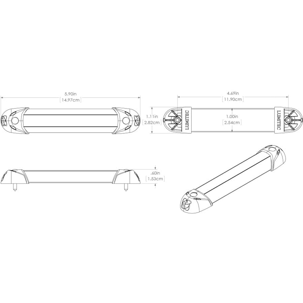 Lumitec Mini Rail2 Luz LED utilitaria de 6" - Espectro RGBW - Acabado cepillado [101545]