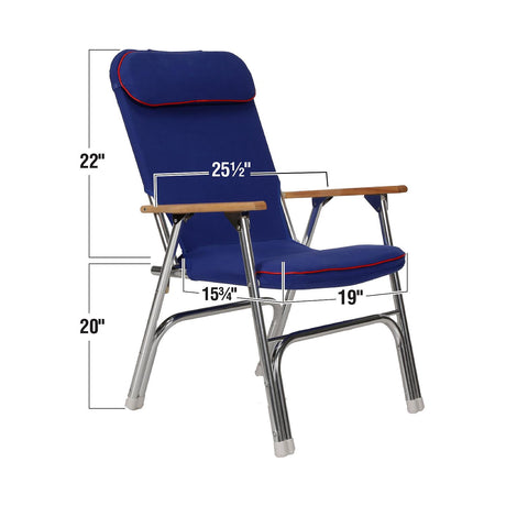 Seachoice High-Back Canvas Folding Chair, Blue w/ Red Trim, Folds For Easy Storage - 78511 - official Seachoice product image 5