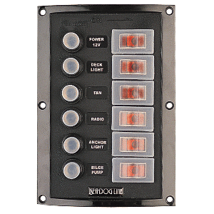 Sea-Dog Splash Guard Circuit Breaker Panel - 6 Circuit - 424806-1