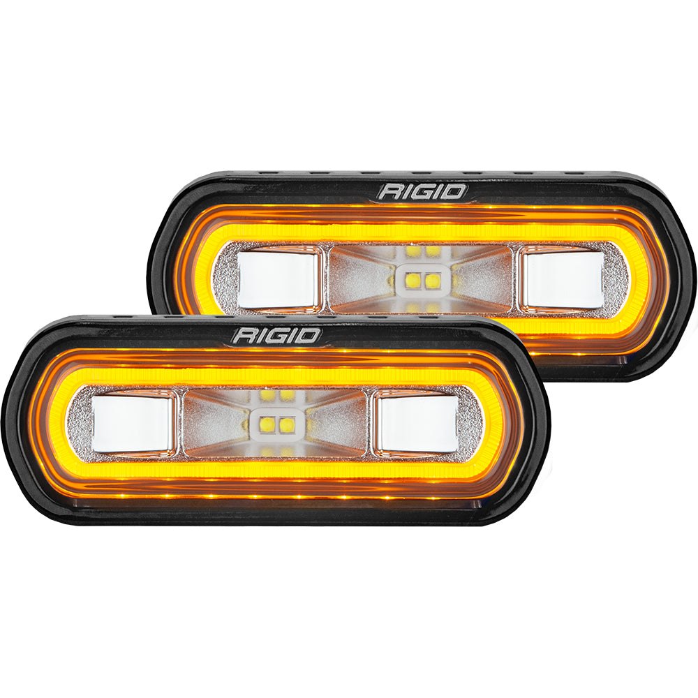 Luz esparcidora de montaje en superficie serie SR-L de RIGID Industries - Carcasa negra - Halo ámbar [53123]