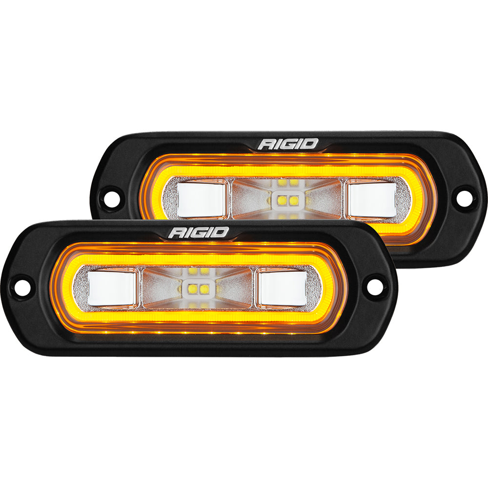 Luz esparcidora de montaje empotrado serie SR-L de RIGID Industries - Carcasa negra - Halo ámbar [53223]