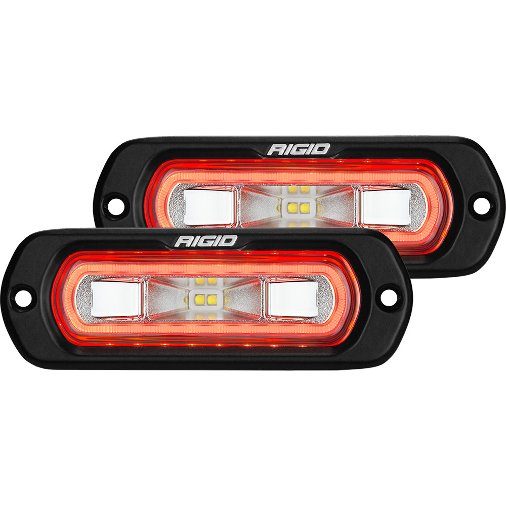 Luz esparcidora de montaje empotrado serie SR-L de RIGID Industries - Carcasa negra - Halo rojo [53222]