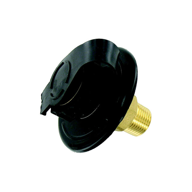 Valterra Flush Mount MPT Plastic Flange Brass Check Valve RV Water Inlet | Includes Screws, Putty Tape & Teflon Tape - A01-0169LFVP - image 1