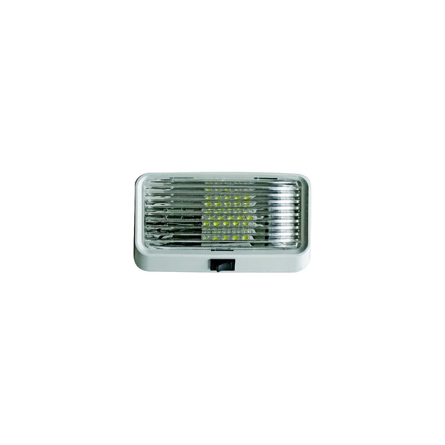 Valterra DG71253VP Incandescent Surface Mount Porchlight w/Switch, Rectangular, White w/Clear Lens - image 1