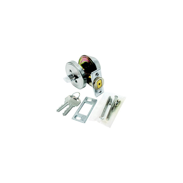 Valterra L32CS3008 Stainless Steel 3 Way Universal Single Cylinder RV Lock Unlock Deadbolt - image 1