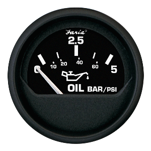 Faria Beede Instruments Faria Euro Black 2" Oil Pressure Gauge - Metric (5 Bar) - 12805