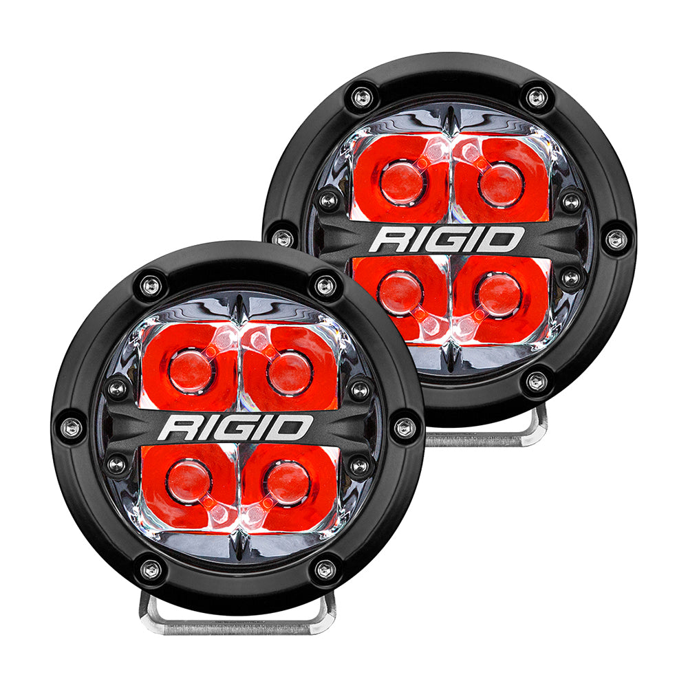 RIGID Industries 360-Series Foco LED todoterreno de 4" con retroiluminación roja - Carcasa negra [36112]