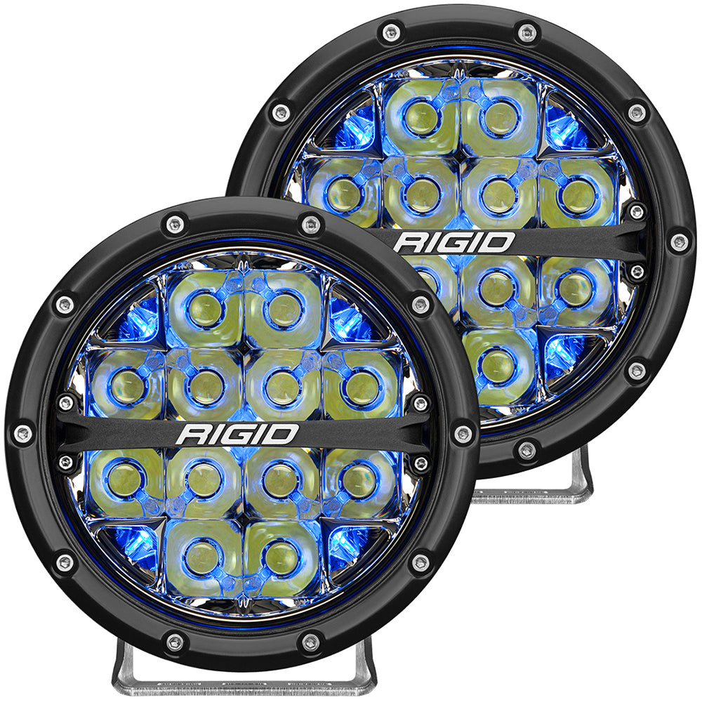 RIGID Industries 360-Series 6" Luz antiniebla LED todoterreno con luz de fondo azul - Carcasa negra [36207]