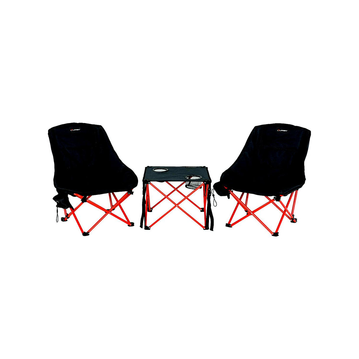 Lippert Components Lippert 2023053719 Bajaâ¢ Overlanding Chair & Table Set - Dark Grey / Red, 250 lbs. (Chair) 45 lbs. (Table), 24" x 24" x 28-1/2"- Chair 19" x 19" x 15"- Table - 2023053719