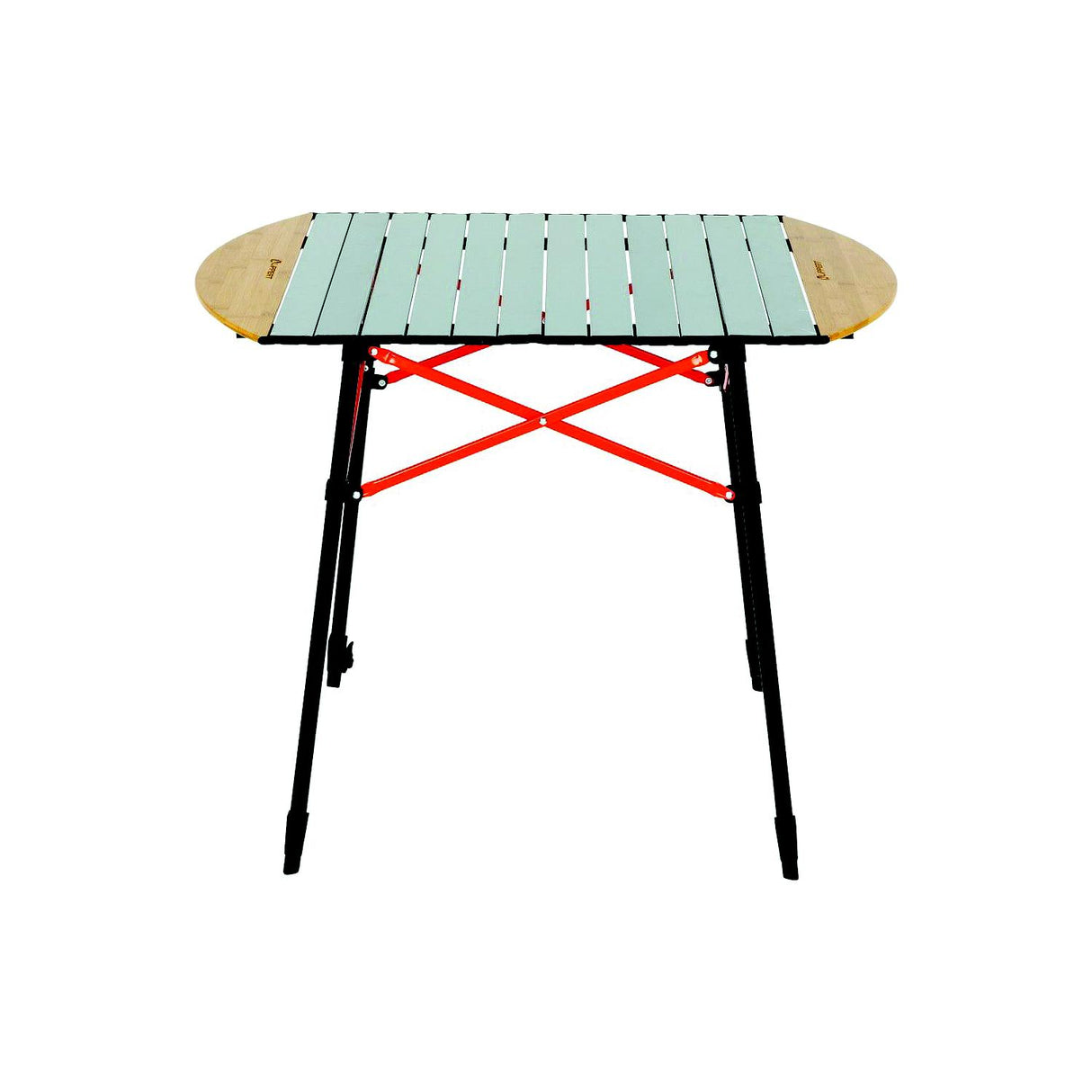 Lippert Components Lippert 2023053727 Roll Top Camping Table - Bamboo & Hammer Grey, 31.5" x 8.7" x 4.7" Folded, 80 lbs. - 2023053727