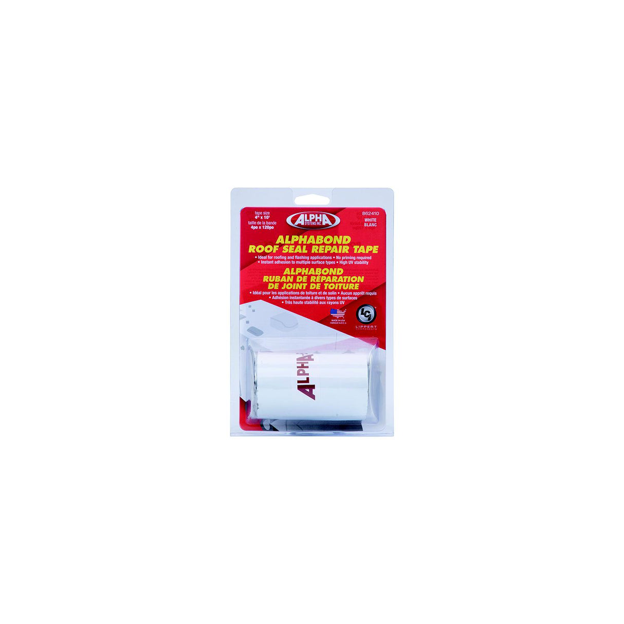 Lippert Alpha Systems 862410 All-Purpose Butyl Tape, 4" x 10', White - 862410
