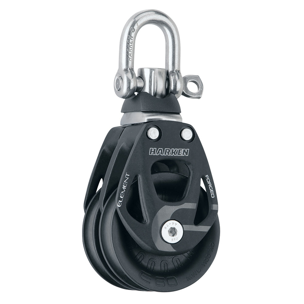 Bloque de elementos doble de aluminio Harken de 60 mm con giratorio [6269]