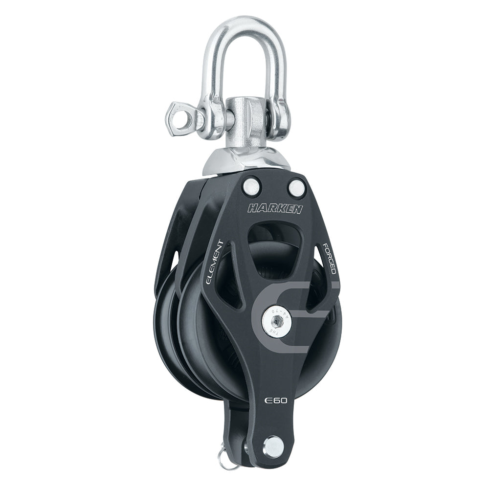 Bloque de elementos doble de aluminio Harken de 60 mm con arraigo giratorio [6270]