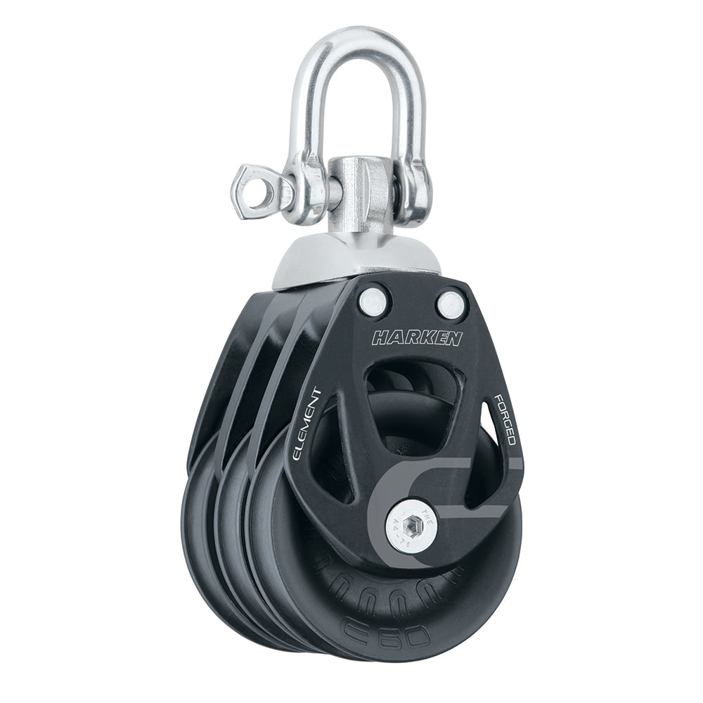 Bloque de elementos triple de aluminio Harken de 60 mm con giratorio [6272]