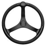 Schmitt Marine Primus Wheel 13.5" Black 3/4" Tapered Shaft w/Knob Finger Grips - Black Powder Coat - 742132BFGK