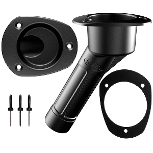 Mate Series Plastic Rod &amp; Cup Holder 30&deg; Closed w/Oval Top f/Kayaks - Black - P2030BK
