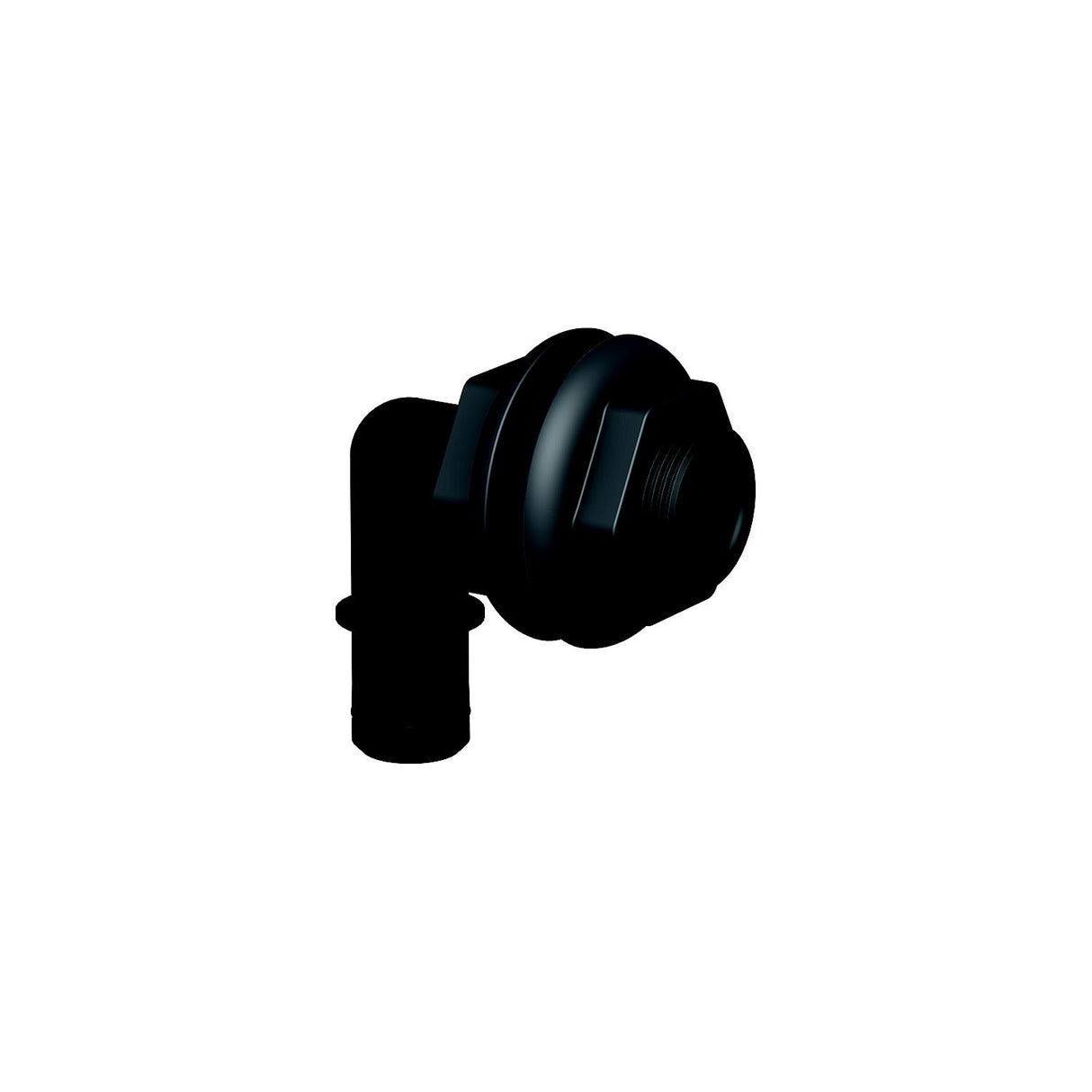 Flow-Rite MA007QLB Qwik-Lok Thru-Hull Fitting, 3/4", Black, Elbow Double Nut - image 1