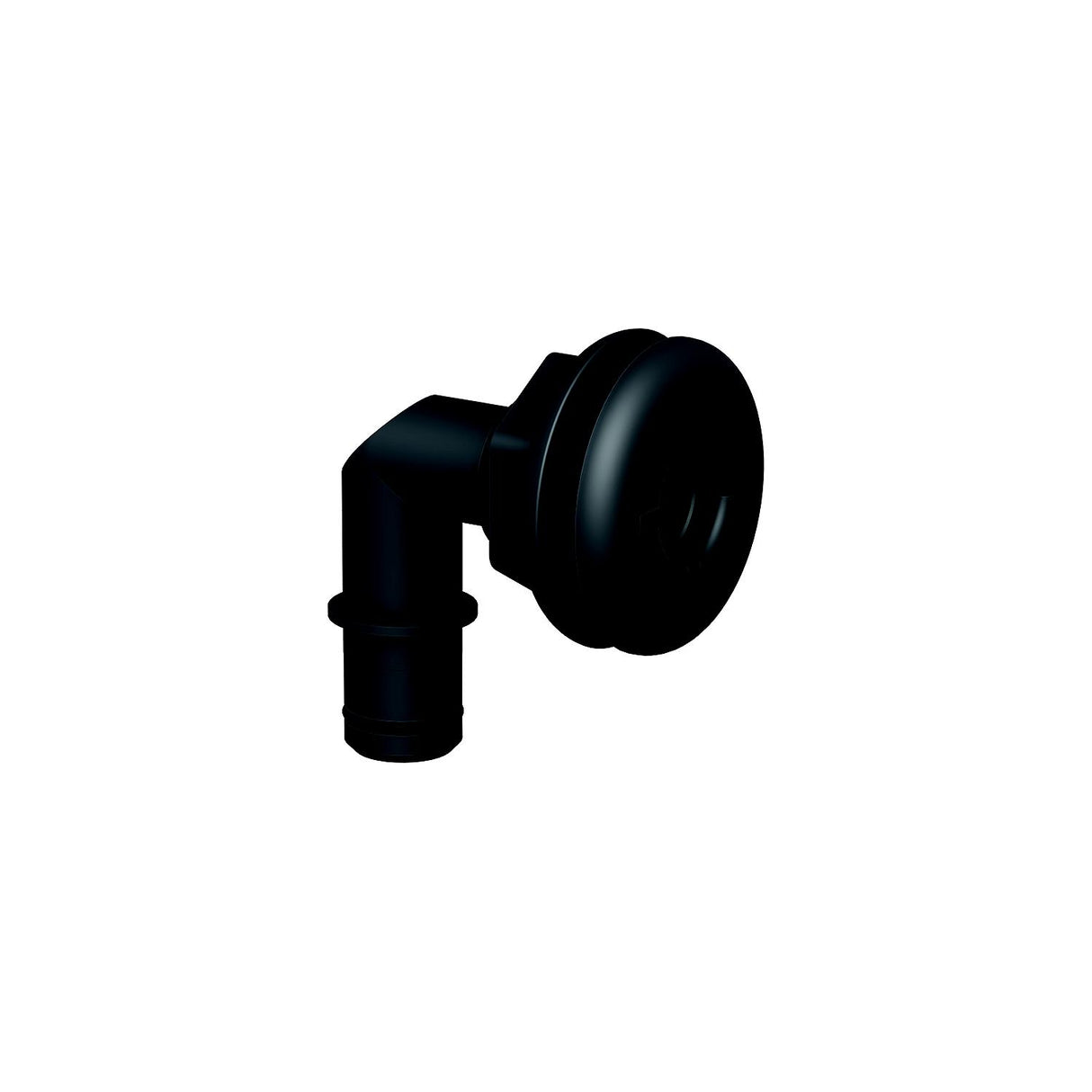 Flow-Rite MA027QLB Qwik-Lok Thru-Hull Fitting, 3/4", Black, Elbow Flanged - image 1