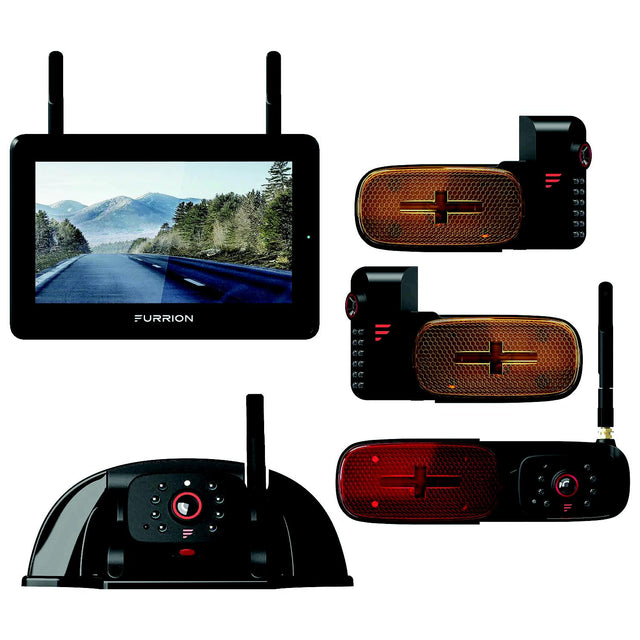 Furrion 2021124366 Vision S®+ RV Observation System - 7" Monitor, Side Cameras with LED Marker Lights, Sharkfin Camera, Rear Camera with LED Marker Light - image 1