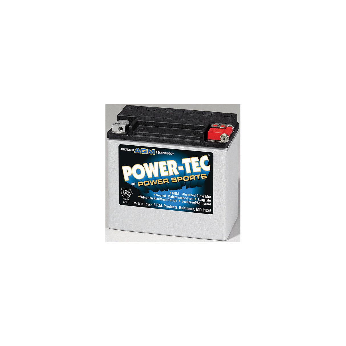 Midstate Battery Power-Tec PWC AGM Battery, 17.5 385MCA - ETX-20L