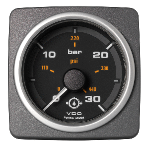 Veratron 52 MM (2-1/16") AcquaLink Transmission Oil Pressure 30 Bar/440 PSI - Black Dial &amp; Bezel - A2C59501937