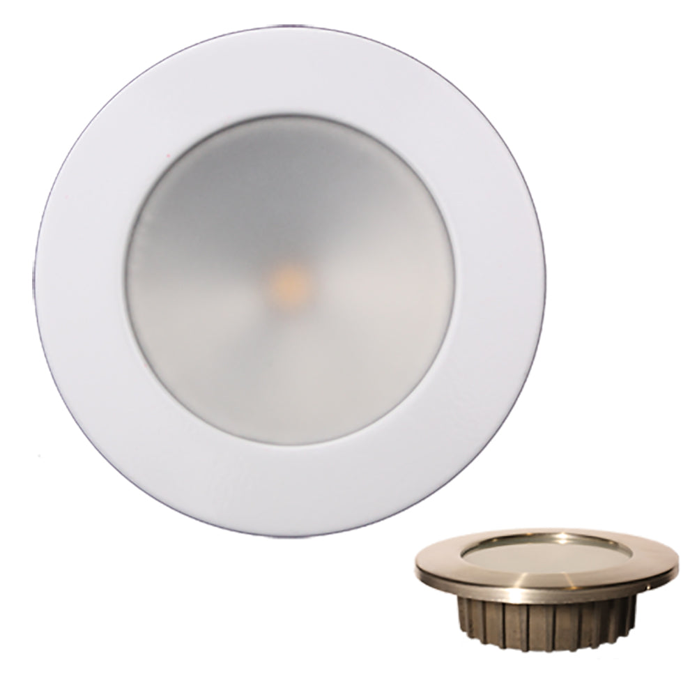Lunasea ZERO EMI Luz empotrada de 3,5 LED - Blanco cálido, rojo con bisel de acero inoxidable blanco - 12 VCC [LLB-46WR-0A-WH]