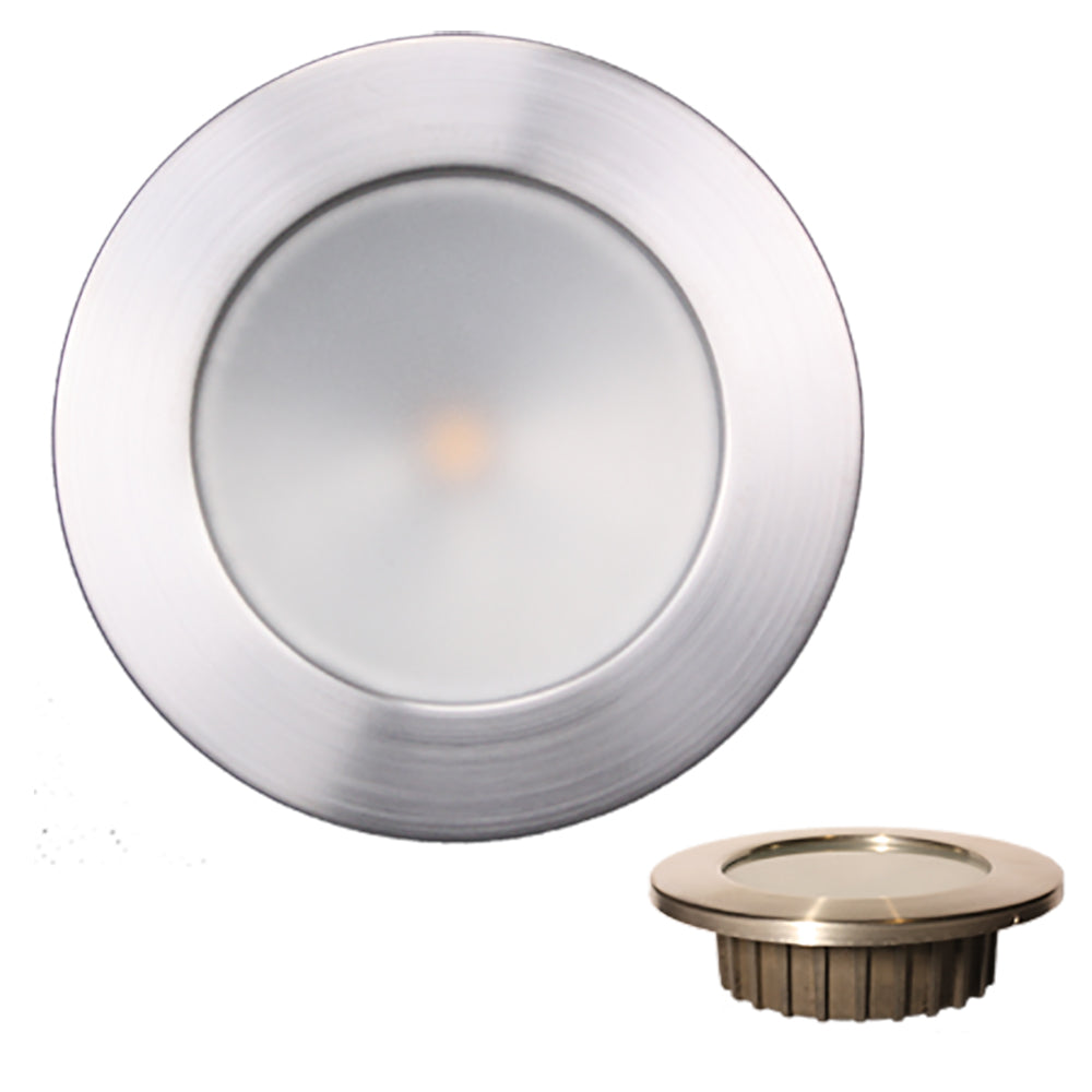 Lunasea Gen3 Blanco cálido, RGBW a todo color 3.5 IP65 Luz empotrable con bisel de acero inoxidable cepillado - 12 VCC [LLB-46RG-3A-BN]