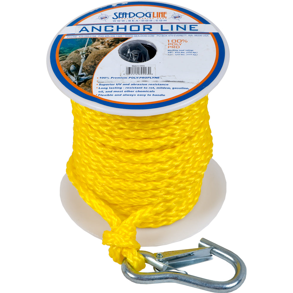 Línea de anclaje Sea-Dog Poly Pro con broche - 3/8" x 75 - Amarillo [304210075YW-1]
