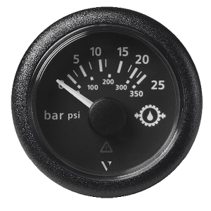 Veratron 52MM (2-1/16") ViewLine Transmission Oil Pressure 25 Bar/350 PSI - Black Dial &amp; Round Bezel - A2C59514136