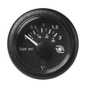 Veratron 52MM (2-1/16") ViewLine Boost Pressure Gauge 2 Bar/30 PSI - Black Dial &amp; Round Bezel - A2C59514149