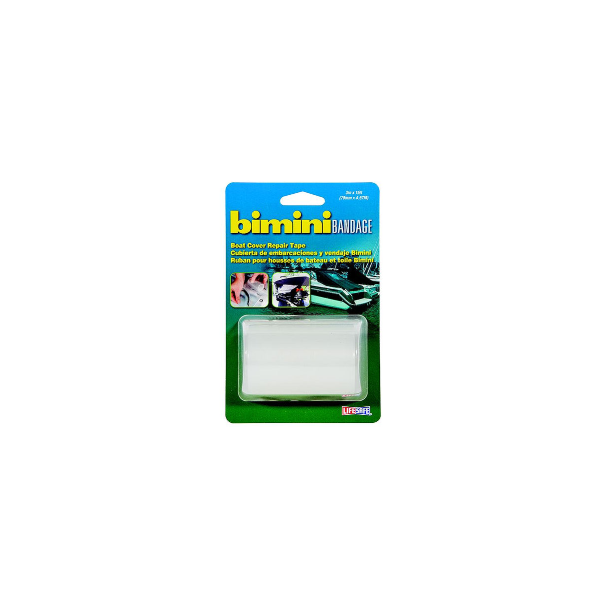 Lifesafe Life Safe Bimini and Boat Cover Repair Tape 3" x 15' - Transparent - RE3868