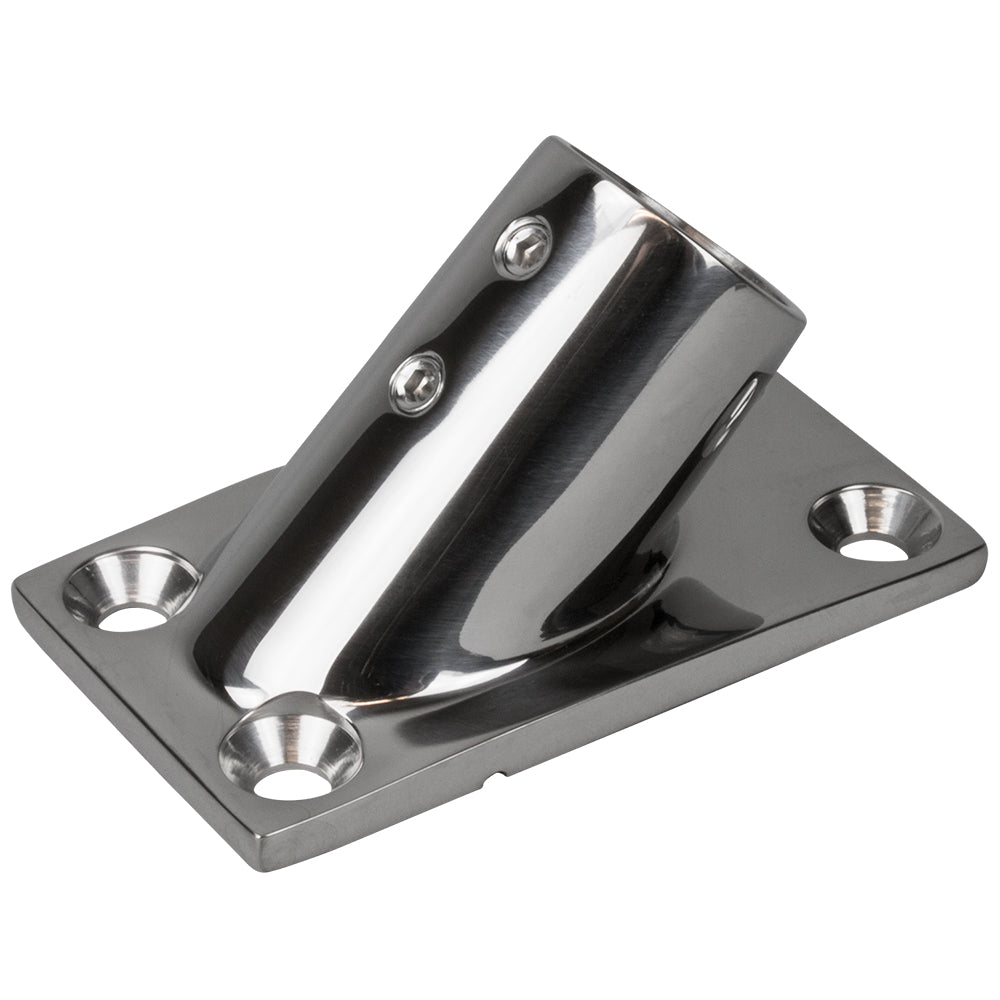 Sea-Dog Rail Base Fitting Rectangular Base 45&deg; 316 Stainless Steel - 3-1/4" x 1-7/8" - 1" OD - 281451-1