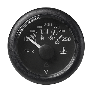 Veratron 52MM (2-1/16") ViewLine Water Temperature Gauge - 100-250&deg;F - Black Dial &amp; Bezel - A2C59514176