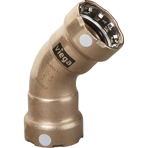 Viega MegaPress 1" 45&deg; Copper Nickel Elbow - Double Press Connection - Smart Connect Technology - 88100