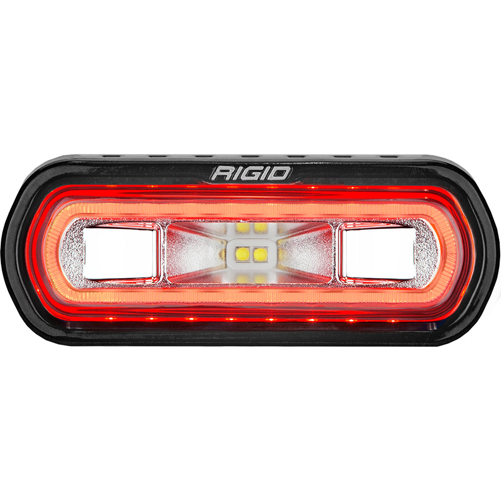 Luz esparcidora marina RIGID Industries serie SR-L - Montaje en superficie negra - Luz blanca con halo rojo [52102]