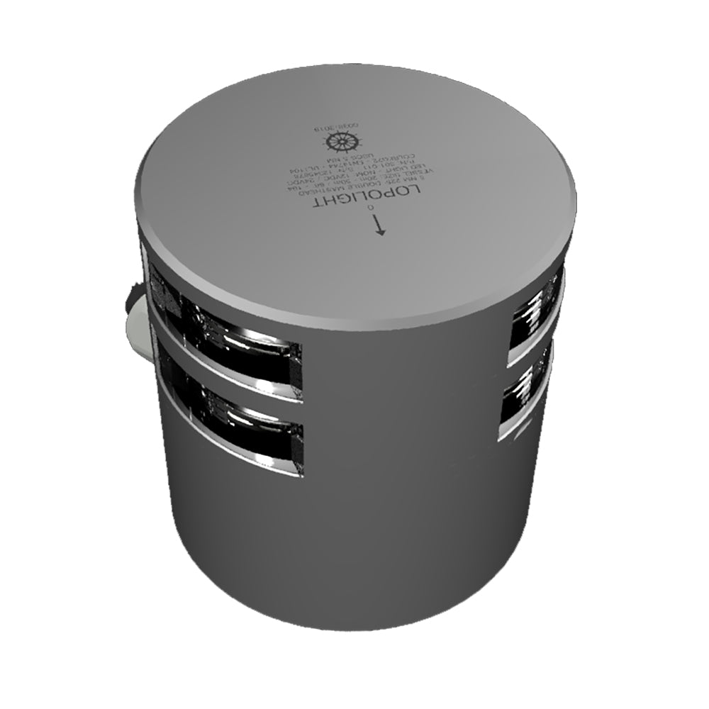 Lopolight Series 301-011 - Luz de tope de doble apilamiento - 5NM - Montaje horizontal - Blanco - Carcasa plateada [301-011KLST]