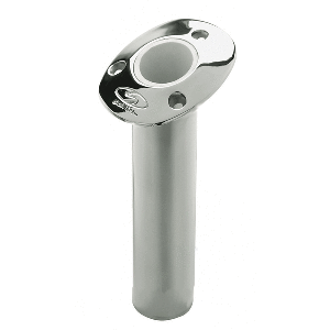 C.E. Smith Flush Mount Rod Holder - 15 Degree &amp; 9" Depth - Stainless Steel - Cast Gimbal - White Vinyl Liner - 53671CA