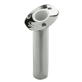 C.E. Smith Flush Mount Rod Holder - 15 Degree &amp; 9" Depth - Stainless Steel - Cast Gimbal - White Vinyl Liner - 53671CA