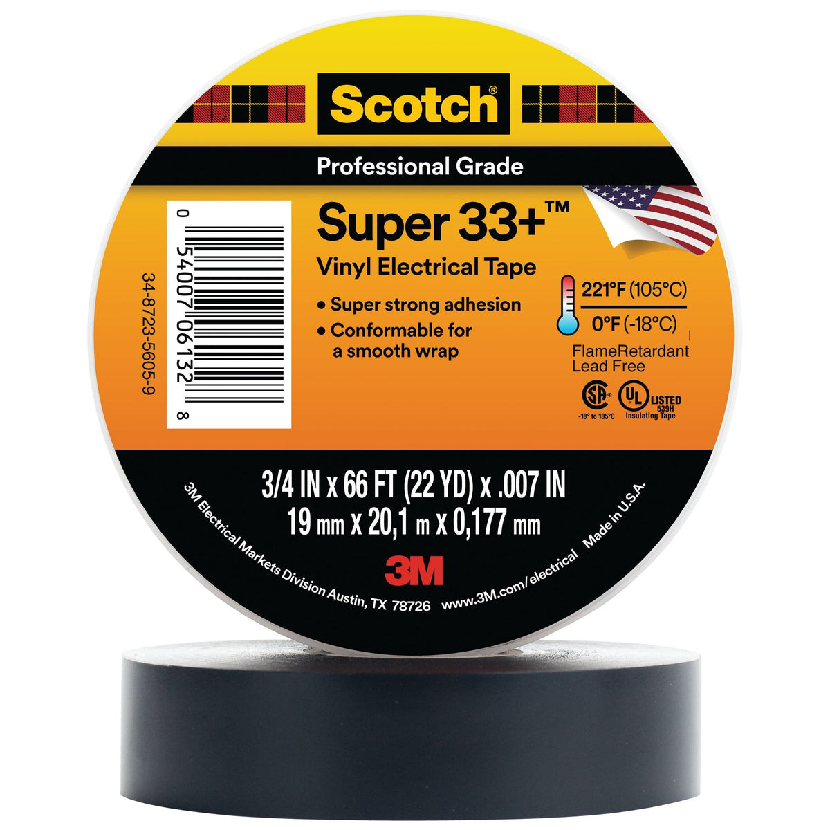 3M Scotch Super 33+ Vinyl Electrical Tape (3/4" x 20') - 6130 - image 2