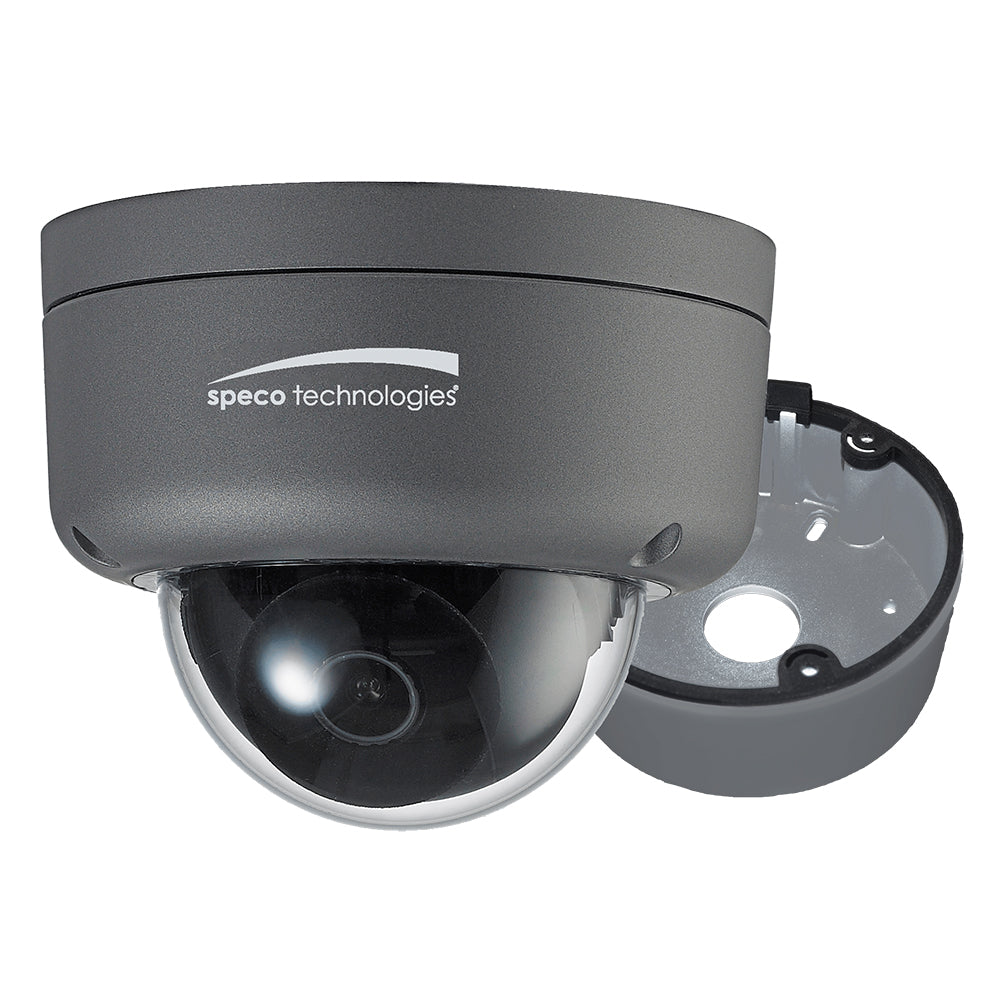 Cámara domo Speco Ultra Intensificador HD-TVI de 2 MP con lente de 3,6 mm - Carcasa gris oscuro con caja de conexiones incluida [HID8]