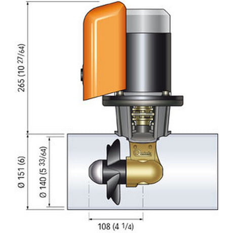 Hélice de Proa Rápida BTQ 140-30 30KGF - 12V - D140 - 1.5kW [FGBT14030120T00]