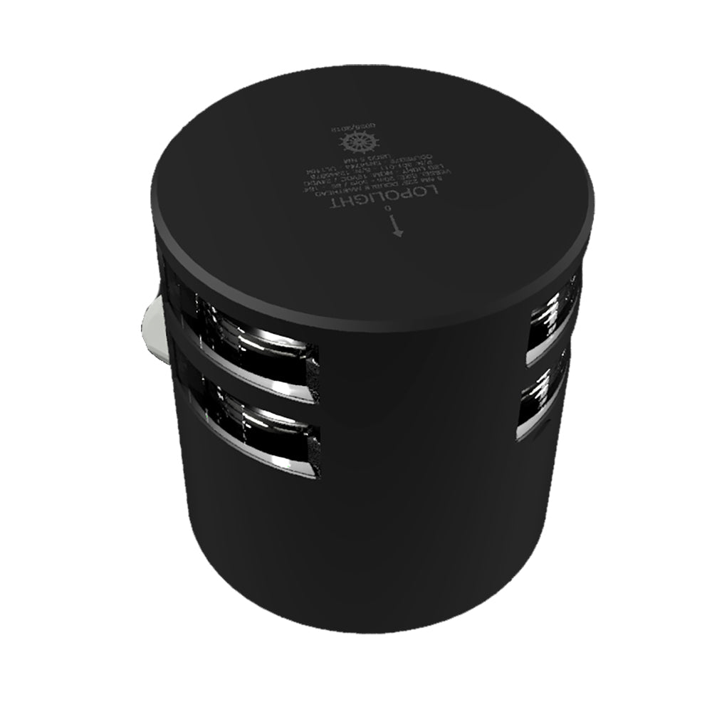 Lopolight Series 301-011 - Luz de tope de doble apilamiento - 5NM - Montaje horizontal - Blanco - Carcasa negra [301-011KLST-B]