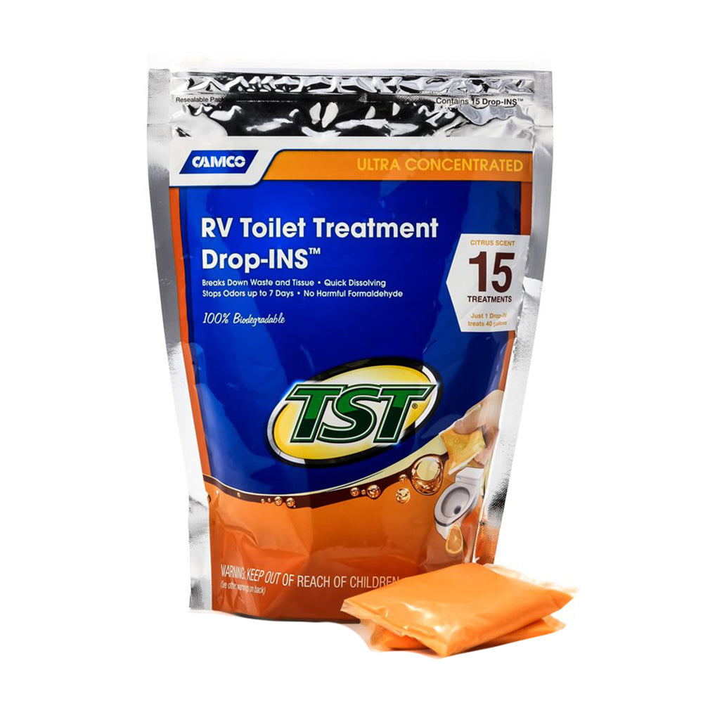 Camco TST Orange RV Tratamiento para inodoros sin cita previa *Paquete de 15 [41189]