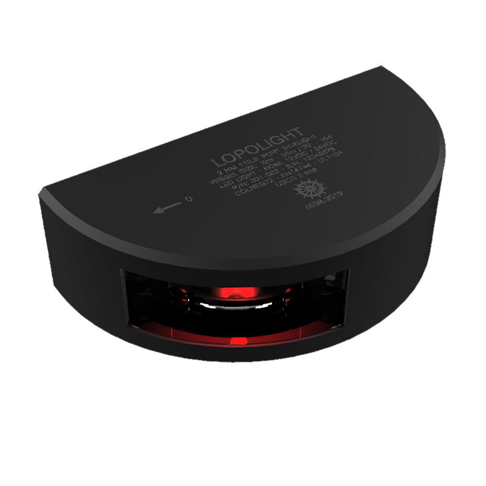 Lopolight Series 301-002 - Luz lateral de puerto - 2NM - Montaje vertical - Rojo - Carcasa negra - Cable de 6M [301-002-B-6M]