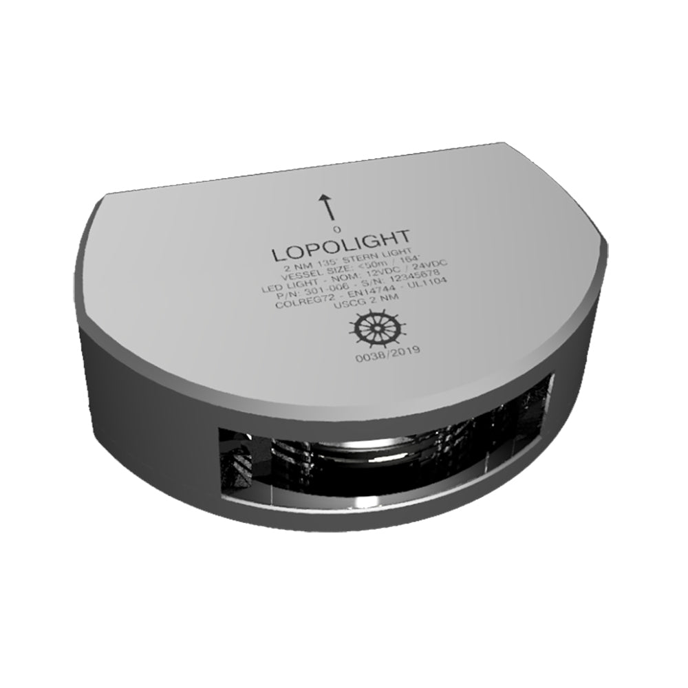 Lopolight Series 301-006 - Luz de popa - 2NM - Montaje vertical - Blanco - Carcasa plateada - Cable de 6M [301-006-6M]