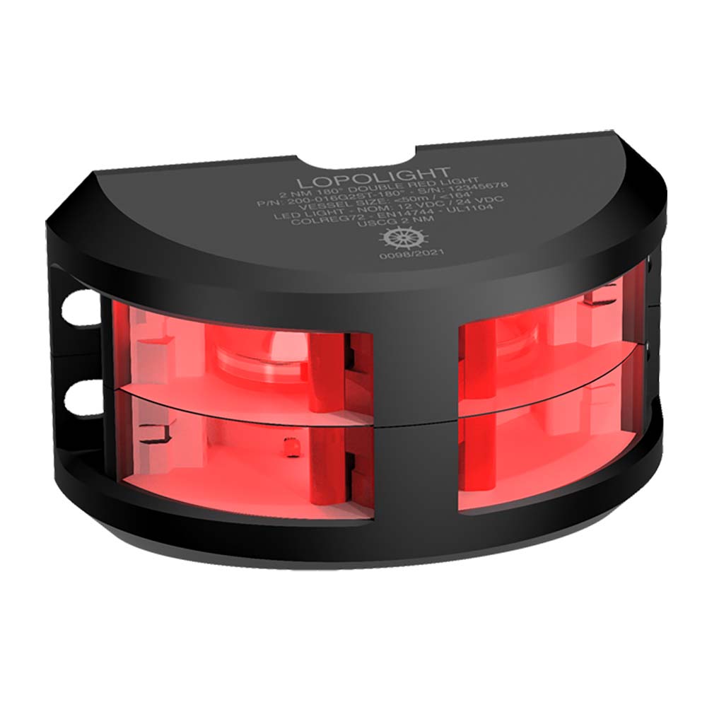 Lopolight Series 200-016 - Luz de navegación de doble apilamiento - 2NM - Montaje vertical - Rojo - Carcasa negra [200-016G2ST-B]