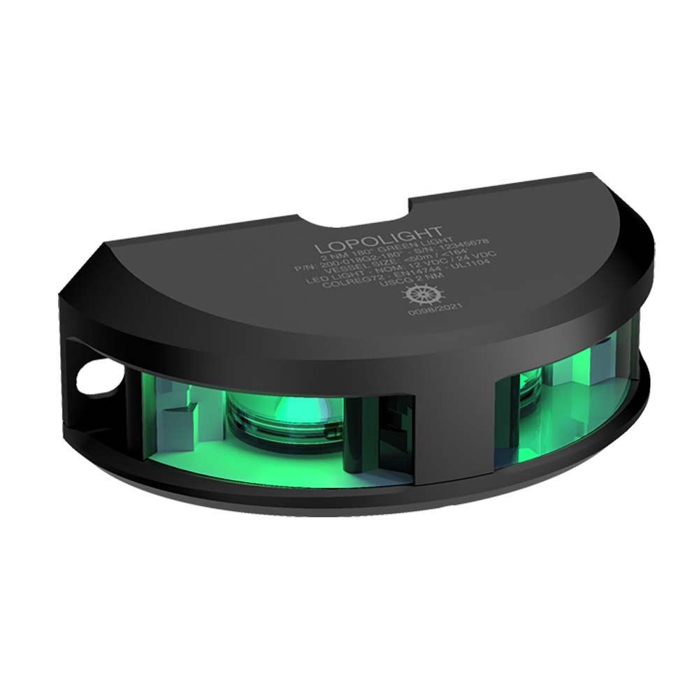 Lopolight Series 200-018 - Luz de navegación - 2NM - Montaje vertical - Verde - Carcasa negra [200-018G2-B]
