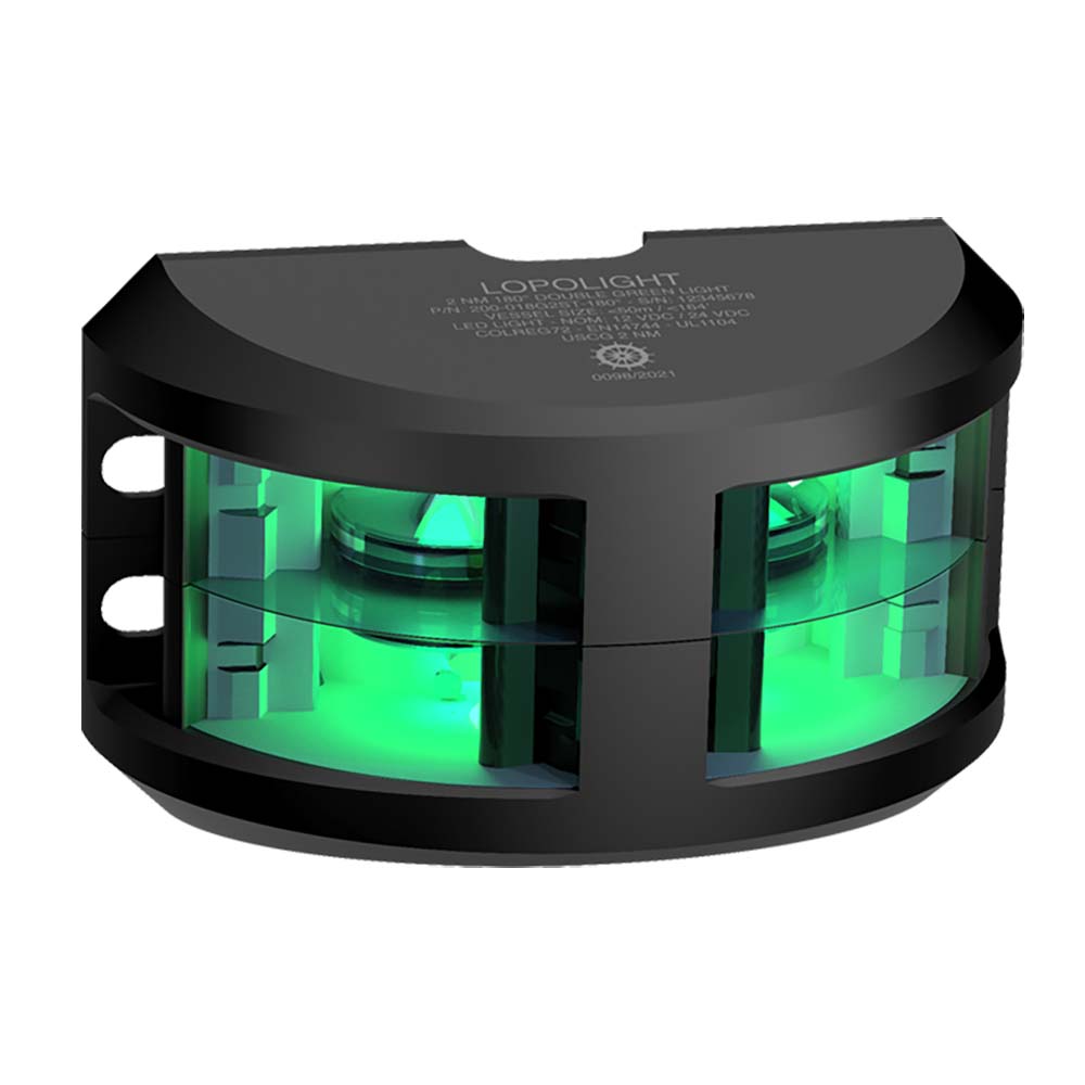 Lopolight Series 200-018 - Luz de navegación de doble apilamiento - 2NM - Montaje vertical - Verde - Carcasa negra [200-018G2ST-B]